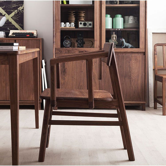 Solid Wood Arm Chair Open Back Dining Arm Chair for Dining Room