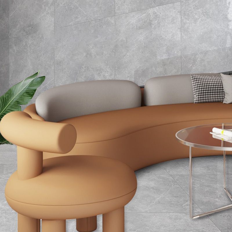 28.34 "Wijd faux leer gebogen bank eigentijdse armloze bank voor woonkamer