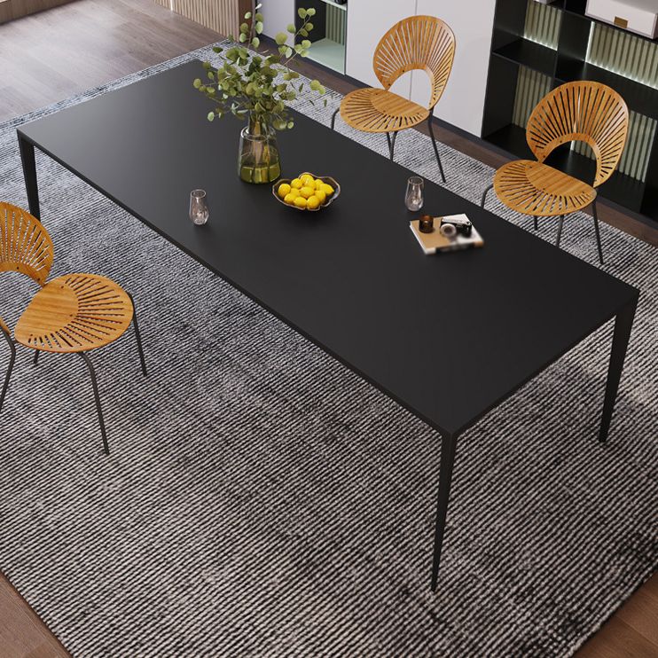Rectangular Modern Sintered Stone Dining Table Dining Furniture with Metallic Base Clearhalo ' dining_table' 'Dining Tables & Seating' 'Dining Tables' 'Furniture' 'furniture_dining_table' 'Kitchen & Dining Furniture' 'kitchen&dining_furn' 'kitchen' 'kitchen_dining_table' 1200x1200_24ea6865-8583-4d13-8f84-4f932be301ed