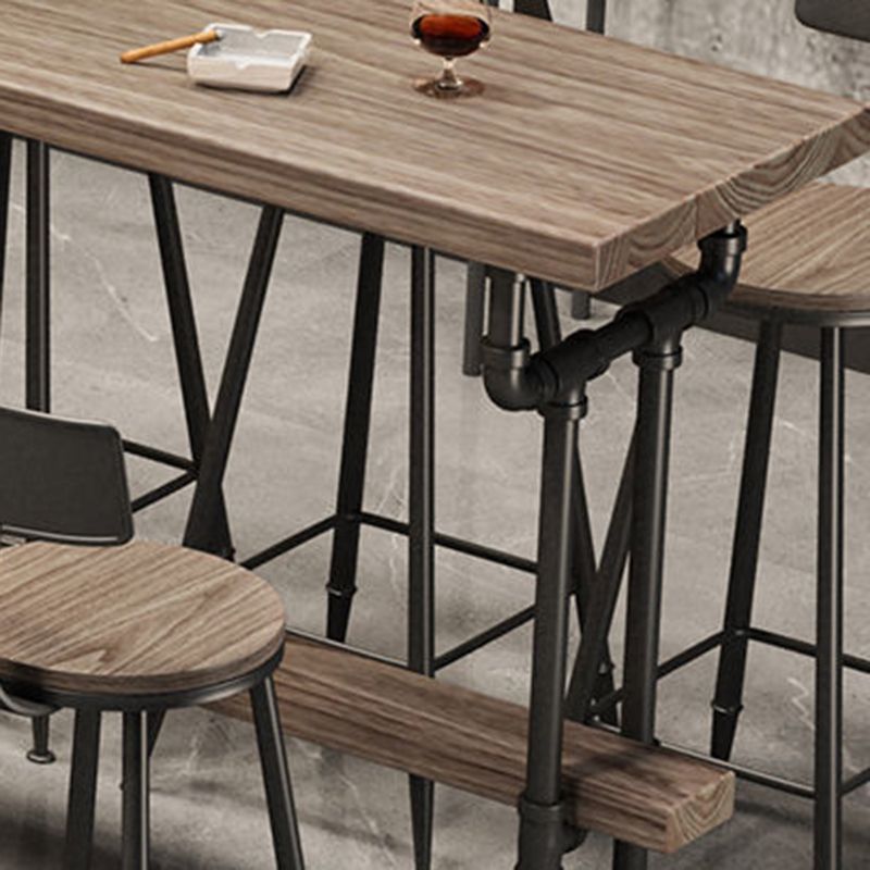 Solid Wood Bistro Bar Table Rectangle Black Base Bar Table for Dining Room Clearhalo 'Bar Furniture' 'Bar Tables' 'bar_tables' 'furn' 'furn_bar_tables' 'Furniture' 'Kitchen & Dining Furniture' 1200x1200_24ec16c6-0288-4427-a09c-dbc1db37bb5c