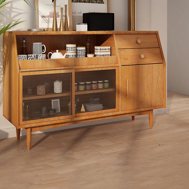 Mesa de buffet de madera sólida glamorosa puertas de vidrio corredizo con 2 puertas