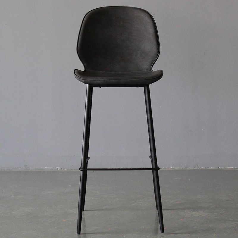 Industrial Faux Leather Bar Stool Patio Bar Stool with Metal Legs