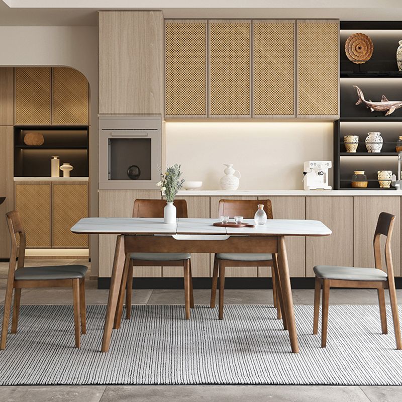 Rectangle Extendable Stone Dining Site Table Traditional Luxury 4 Legs Dinette Table Clearhalo ' dining_table' 'Dining Tables & Seating' 'Dining Tables' 'furn' 'furn_dining_table' 'Furniture' 'furniture_dining_table' 'Kitchen & Dining Furniture' 'kitchen&dining_furn' 'kitchen' 'kitchen_dining_table' 1200x1200_24f15ae7-f784-4e13-a67a-9172cc518572