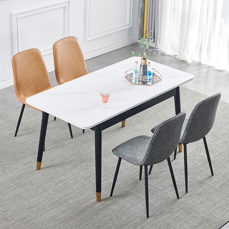 Contemporary Rectangle Dining Room Table White Sintered Stone Table with 4 Legs Clearhalo ' dining_table' 'Dining Tables & Seating' 'Dining Tables' 'furn' 'furn_dining_table' 'Furniture' 'furniture_dining_table' 'Kitchen & Dining Furniture' 'kitchen&dining_furn' 'kitchen' 'kitchen_dining_table' 1200x1200_24f1fb91-0bdf-4c63-af12-5e899e67cbbc
