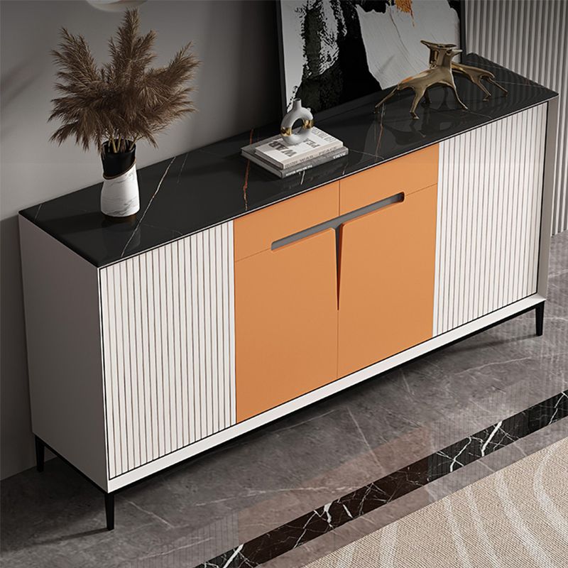 Glam Dining Buffet with Drawers Stone and Wood Sideboard Buffet Clearhalo 'buffet_sideboard' 'Buffets & Sideboards' 'furn' 'furn_buffet_sideboard' 'Furniture' 'Kitchen & Dining Furniture' 1200x1200_24f29ff1-fd5e-4111-98f3-eb67f88f8a33