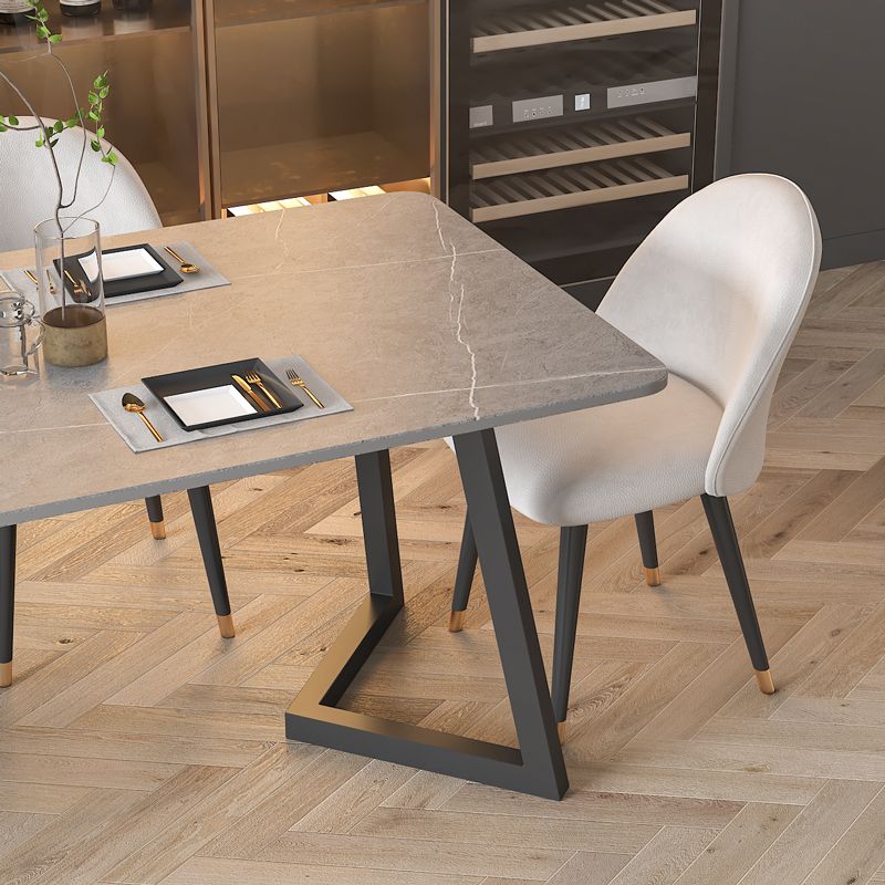 Sintered Stone Dining Table Modern Dining Table with Black Frame Clearhalo ' dining_table' 'Dining Tables & Seating' 'Dining Tables' 'furn' 'furn_dining_table' 'Furniture' 'furniture_dining_table' 'Kitchen & Dining Furniture' 'kitchen&dining_furn' 'kitchen' 'kitchen_dining_table' 1200x1200_24f35149-2776-4cdb-bd59-5a93dfbbac14
