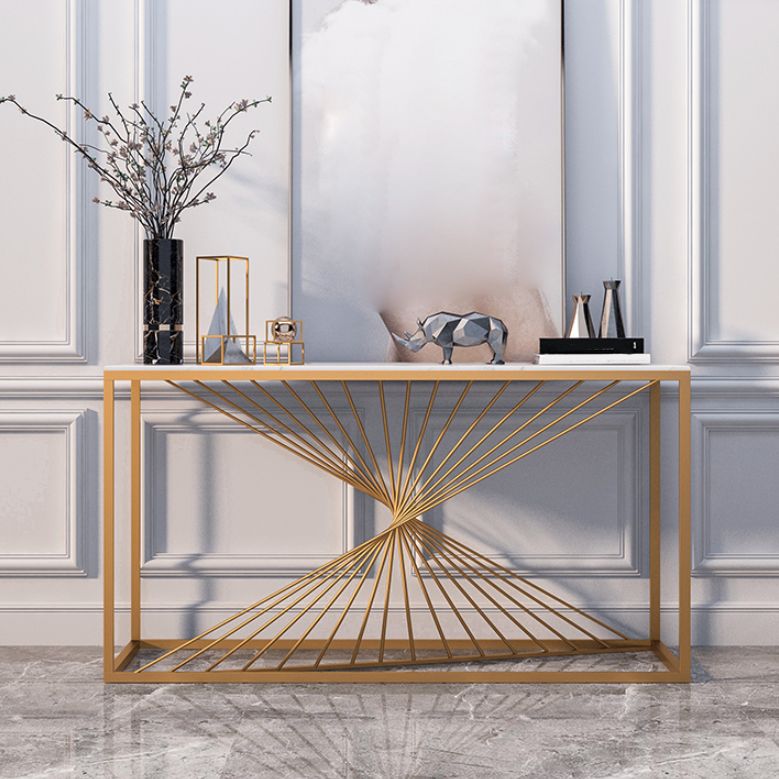 Tavolo da divano console in marmo glam rettangolo console di ferro tavolo per la sala