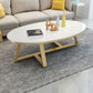 Glam Metal Cross Legs Coffee Table Faux Marble/Slate Oval Coffee Table Clearhalo 'Coffee & Accent Tables' 'Coffee Tables' 'coffee_tables' 'furn' 'furn_coffee_tables' 'Furniture' 'Living Room Furniture' 1200x1200_24f3f8d2-75fe-4615-9c21-604979f341c3
