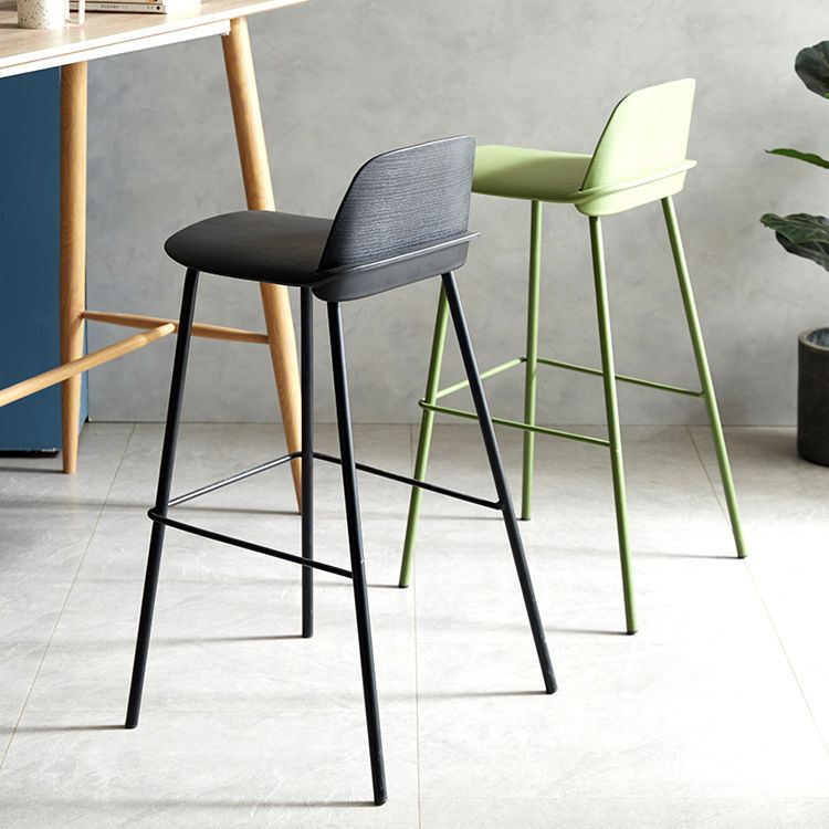 Plastic Stool Contemporary Low Back Bar Height Stool with Metal Legs