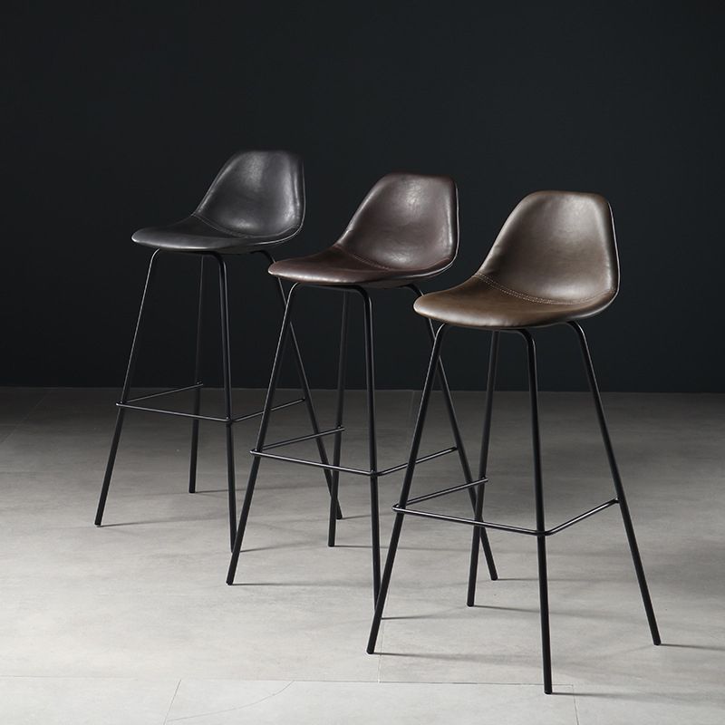 Faux Leather Dining Stools Contemporary Armless Bar Stools with Metal Base Clearhalo 'Bar Furniture' 'Bar Stools' 'bar_stools' 'furn' 'furn_bar_stools' 'Furniture' 'Kitchen & Dining Furniture' 1200x1200_24f96684-606b-4019-8569-0cde9596ed01