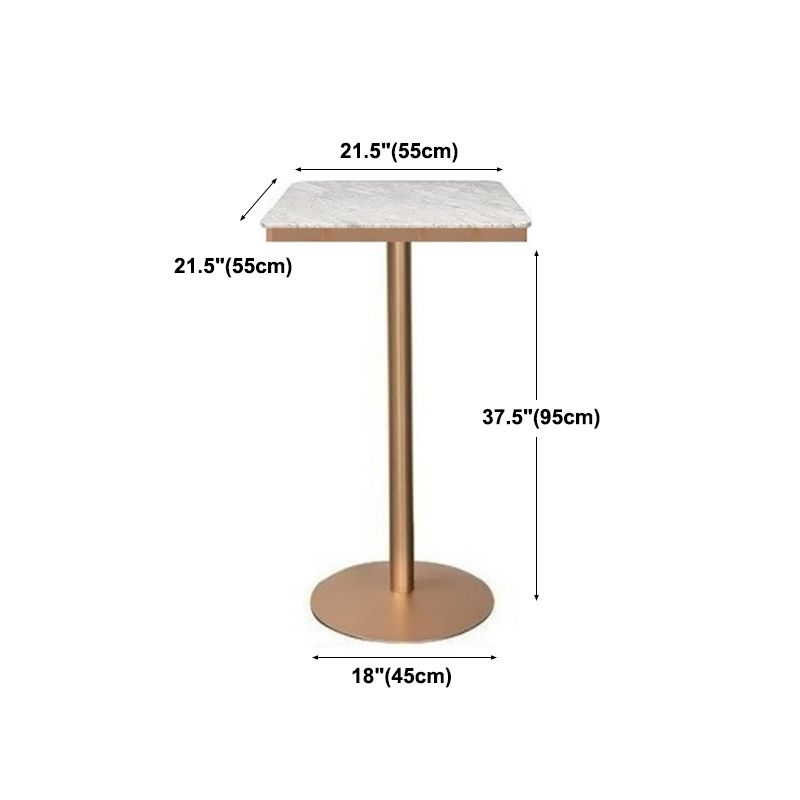 Glam White Faux Marble Pub Bar Table Indoor Iron Bar Dining Table with Single Pedestal Clearhalo 'Bar Furniture' 'Bar Tables' 'bar_tables' 'furn' 'furn_bar_tables' 'Furniture' 'furniture_bar_tables' 'Kitchen & Dining Furniture' 1200x1200_2500c9b1-0177-4b7a-bff6-88e31ffda1c7