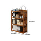 Modern Bamboo Closed Back Shelf Bookcase Floor Brown Book Shelf for Study Room