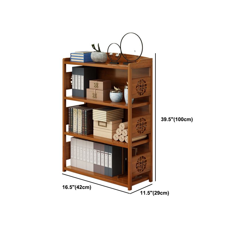 Modern Bamboo Closed Back Shelf Bookcase Floor Brown Book Shelf for Study Room