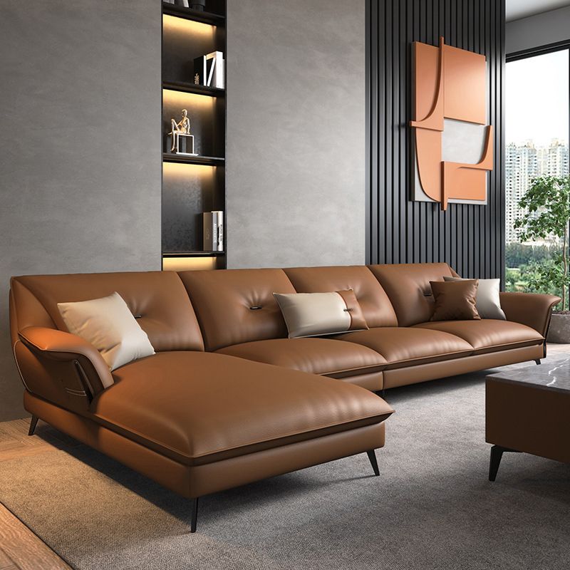 Orange/grey/green/off-white Sectional Sponge/latex Padded Armchair with Pillowback Clearhalo 'furn' 'furn_sectionals' 'Furniture' 'furniture_sectionals' 'Living Room Furniture' 'Sectionals' 1200x1200_2502c586-d92f-4c80-b6d6-b757a25167d8