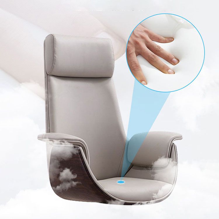 Leather Adjustable Task Chair Silver Metal Base Modern Office Chair Clearhalo 'furn' 'furn_office_chair' 'Furniture' 'Office Chairs' 'Office Furniture' 'office_chair' 1200x1200_2502dad5-8a46-4353-8743-a7a5bdef357f