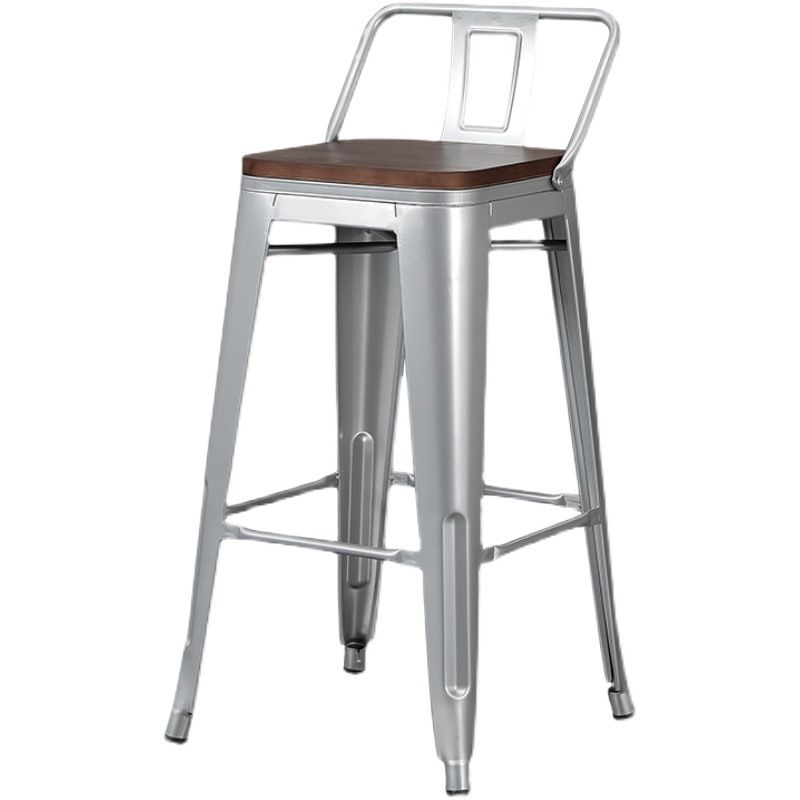 Contemporary Metal Bar Stool Low Back Dining Stool with Footrest Clearhalo 'Bar Furniture' 'Bar Stools' 'bar_stools' 'furn' 'furn_bar_stools' 'Furniture' 'Kitchen & Dining Furniture' 1200x1200_25039d69-5af3-4f92-9db8-53de88d9ffbd