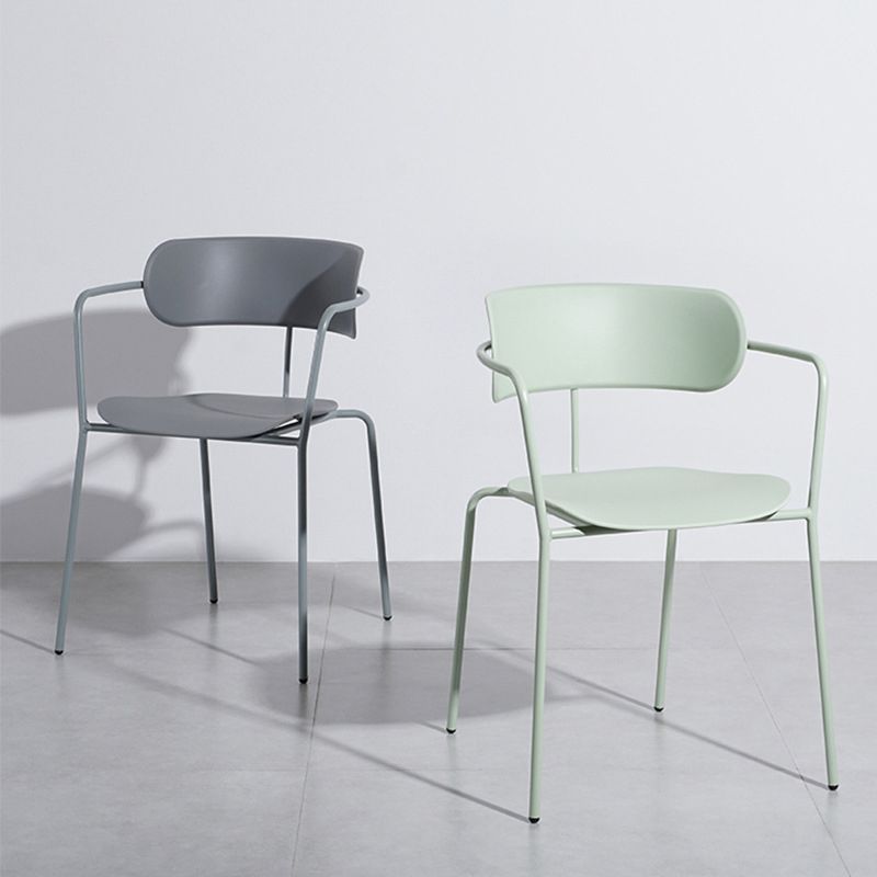 Industrial Opening Back Dining Arm Chair Kitchen Mental Dining Arm Chair Clearhalo ' kitchen&dining_furn' 'Dining Chairs' 'Dining Tables & Seating' 'dining_chair' 'furn' 'furn_dining_chair' 'Furniture' 'furniture_dining_chair' 'Kitchen & Dining Furniture' 'kitchen' 1200x1200_25049981-a172-4502-b1db-3ff246ae6820