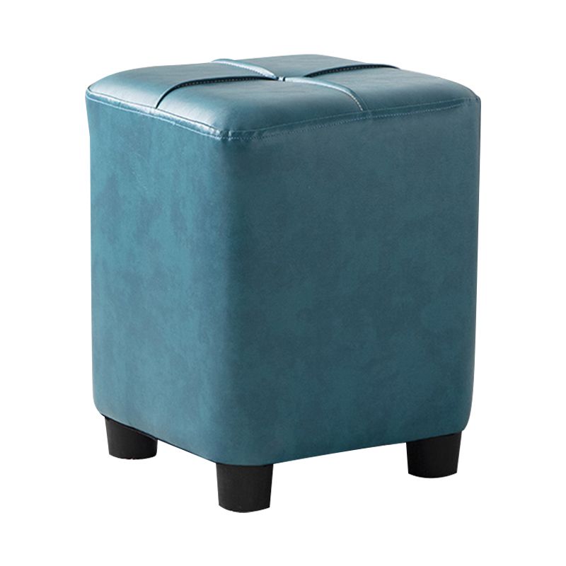 Modern Stain Resistant Ottoman Circle Shape Yellow Leather Cube