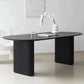 Black Double Pedestal Table Oval Solid Wood Dining Table for Home Kitchen Dinner