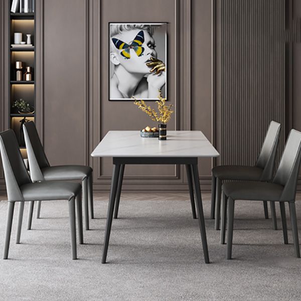 Rectangle Extendable Dining Table Modern Stone Top Dining Table Clearhalo 'Dining Tables & Seating' 'Dining Tables' 'dining_table' 'furn' 'furn_dining_table' 'Furniture' 'Kitchen & Dining Furniture' 1200x1200_25068a1c-a0b5-433c-b729-341464c2c0e1