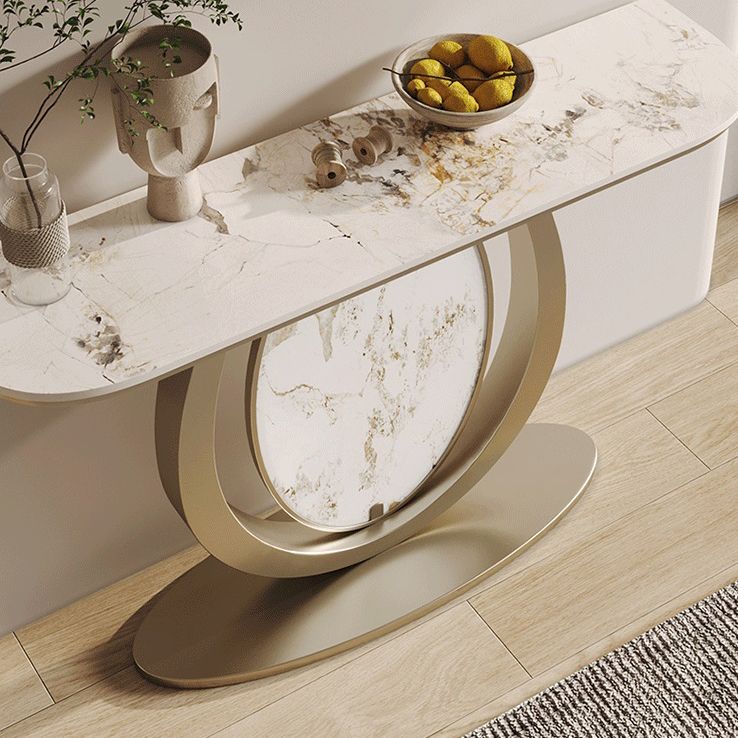 Tabella della console in pietra alta 33,46 "Tabella accento in acciaio resistente a graffio