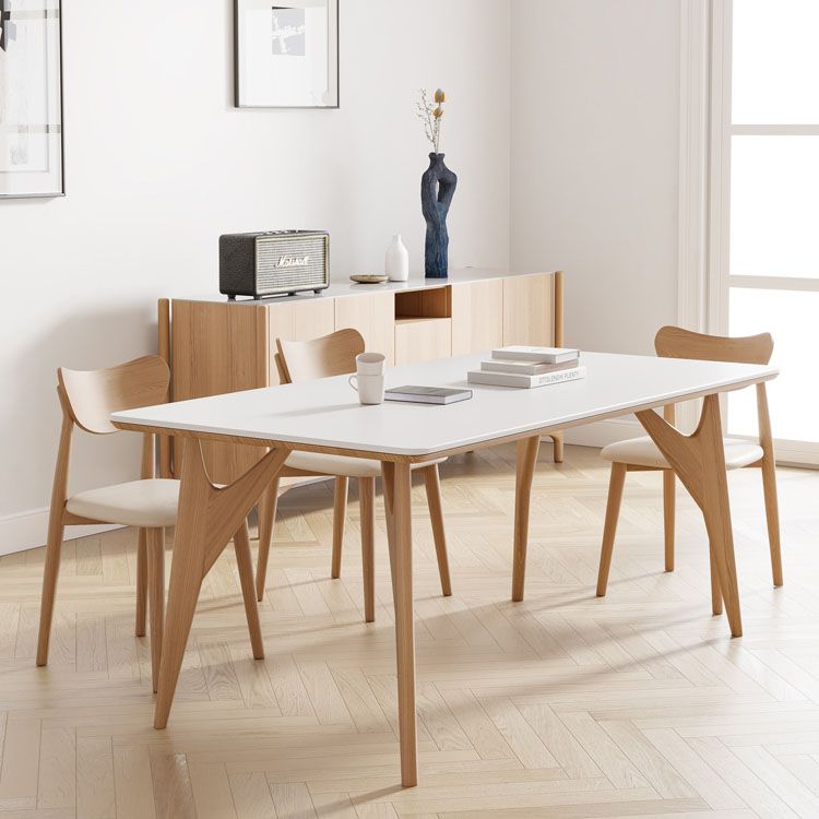 White Stone Top Dining Table Glam Style 4 Legs Dining Table for Dining Room Clearhalo 'Dining Tables & Seating' 'Dining Tables' 'dining_table' 'furn' 'furn_dining_table' 'Furniture' 'Kitchen & Dining Furniture' 1200x1200_25076ce3-fa00-4c69-a88e-fd1606d1ca55
