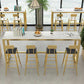 Set tavolo da bar stile glam Set da pranzo da pub fisso in pietra rettangolare da 1/5 pezzi