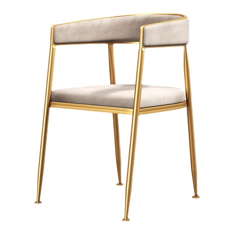 Glam Gold Metal Arm Chair Open Back Dining Side Chair with Upholstered Clearhalo 'Dining Chairs' 'Dining Tables & Seating' 'dining_chair' 'furn' 'furn_dining_chair' 'Furniture' 'furniture_dining_chair' 'Kitchen & Dining Furniture' 1200x1200_2508f8d7-de79-4c70-aad9-0f1c44265e32