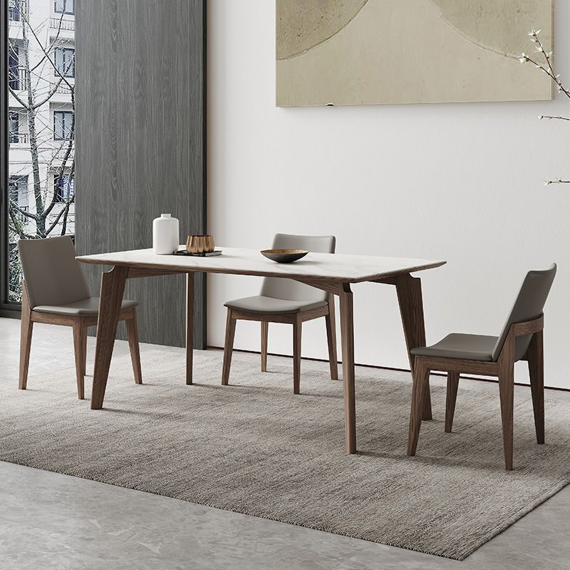 Industrial Style Dining Table Sintered Stone Table with Wooden Legs for Home Use Clearhalo 'Dining Tables & Seating' 'Dining Tables' 'dining_table' 'furn' 'furn_dining_table' 'Furniture' 'Kitchen & Dining Furniture' 1200x1200_250942e1-74ae-4b2c-897e-9ddc34178708