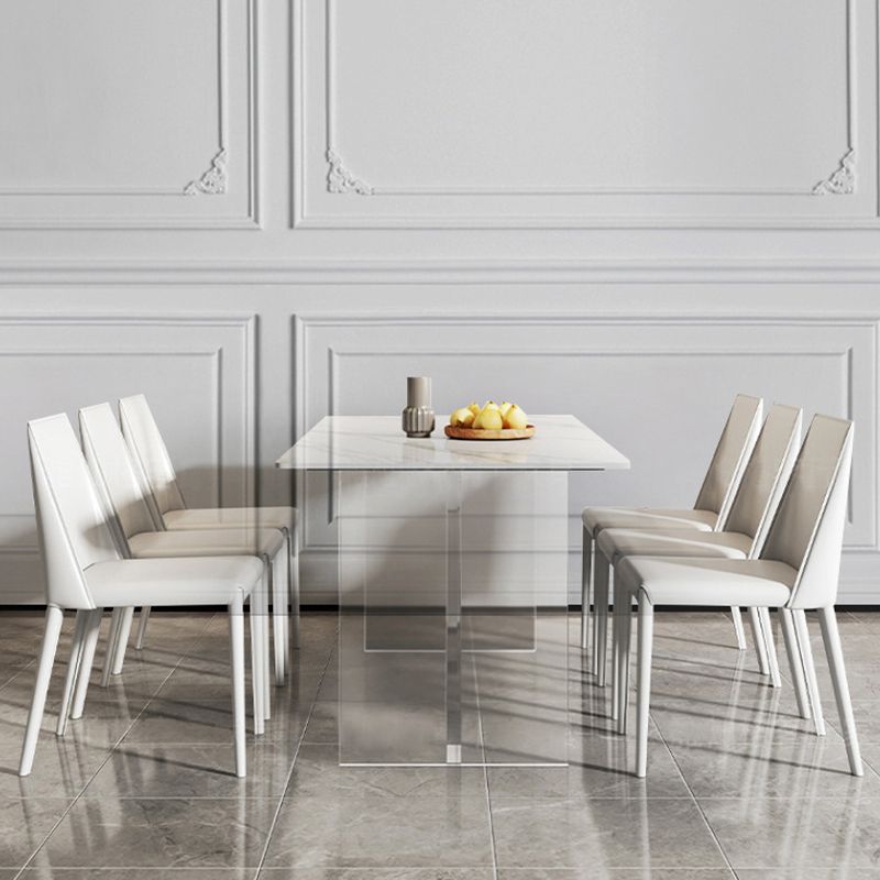 Rectangle Double Pedestal Table Modern Dining Table Acrylic Base Table for Home