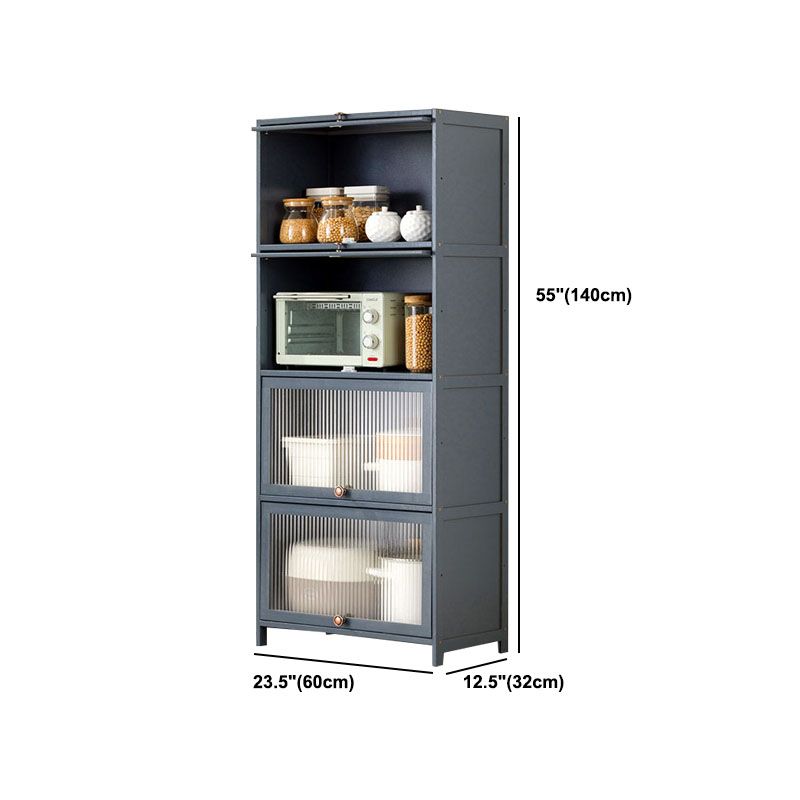 Puertas de vidrio gris Servidor de comedor Servidor de bambú contemporáneo para cocina