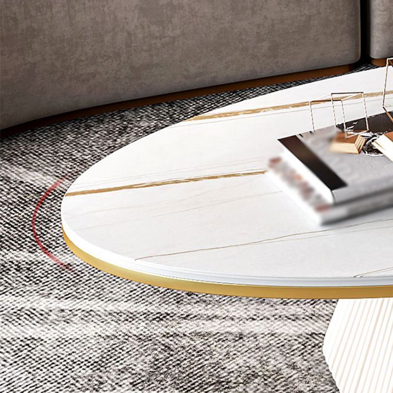 Base in metallo in metallo ovale in stile moderno su oro nero/platino/ardesia bianca