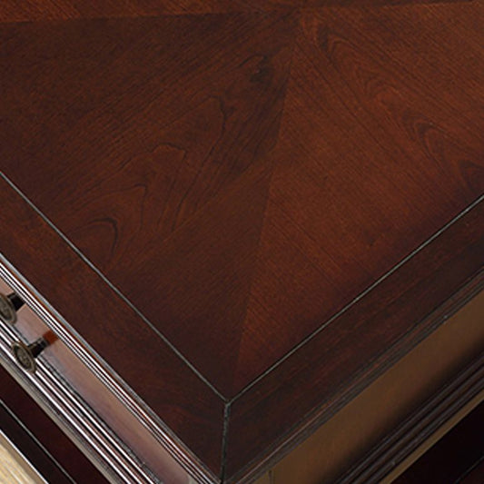 Contemporary Solid Wood End Table Rectangular Side Table with Storage and Shelf