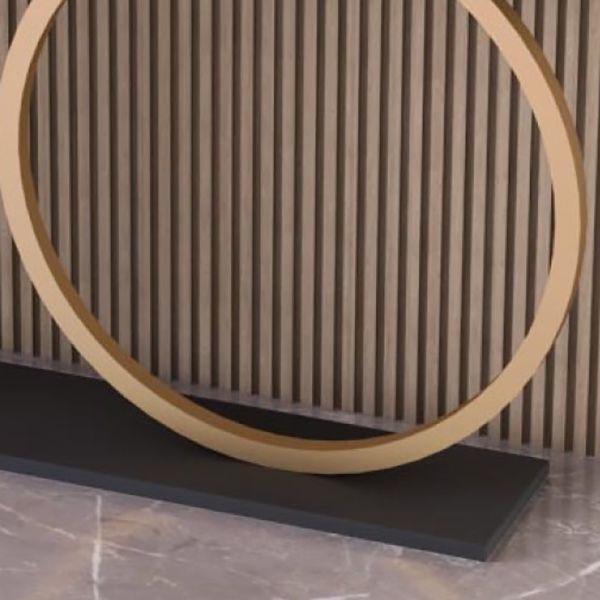 Glam Console Table Stone Rectangle Accent Table in Black , 12 Inch Wide