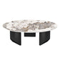 Modern Style Round Coffee Table with Iron Craft Black Base and Rock Slab White Top Clearhalo 'Coffee & Accent Tables' 'Coffee Tables' 'coffee_tables' 'furn' 'furn_coffee_tables' 'Furniture' 'Living Room Furniture' 1200x1200_2511f034-a77c-4e86-b759-bdb171e53c1d