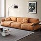 Contemporary Genuine Leather Living Room Pillow Top Arm Cushions Sofa