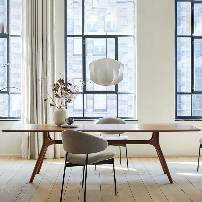 Modern Rectangular Walnut Brown Dining Table with 4 Solid Wood Legs Clearhalo 'Dining Tables & Seating' 'Dining Tables' 'dining_table' 'furn' 'furn_dining_table' 'Furniture' 'Kitchen & Dining Furniture' 1200x1200_2516a646-91f6-4c6c-a9b1-37a9d5648fa8