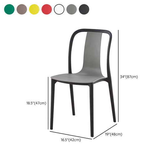 Silla de comedor de plástico sin brazo de comedor moderno