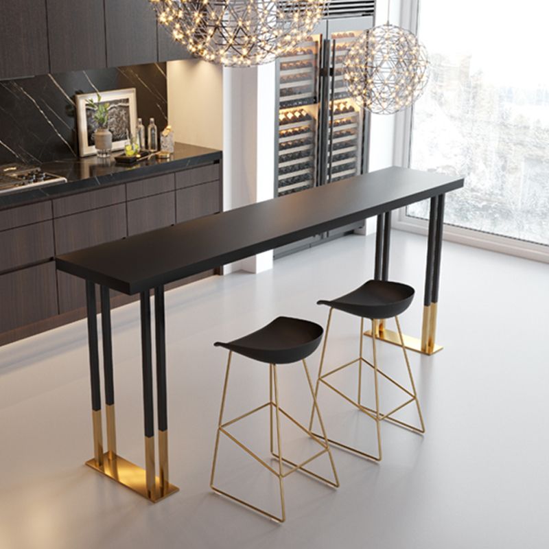 Living Room Rectangle Wood Top Counter Table Gold Base Glam Style Bar Table Clearhalo 'Bar Furniture' 'Bar Tables' 'bar_tables' 'Furniture' 'furniture_bar_tables' 'Kitchen & Dining Furniture' 1200x1200_2519a17d-6d1f-4fe5-a422-0f5b4a305de6