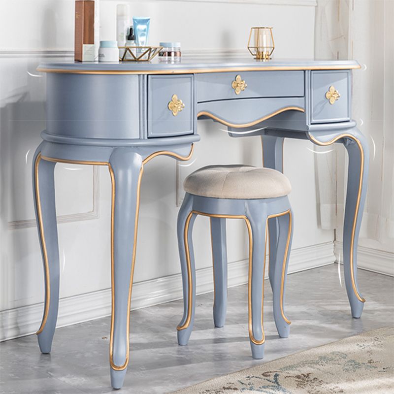 Tavolo da toeletta per vanità in legno solido a 3 cassetti vittoriani