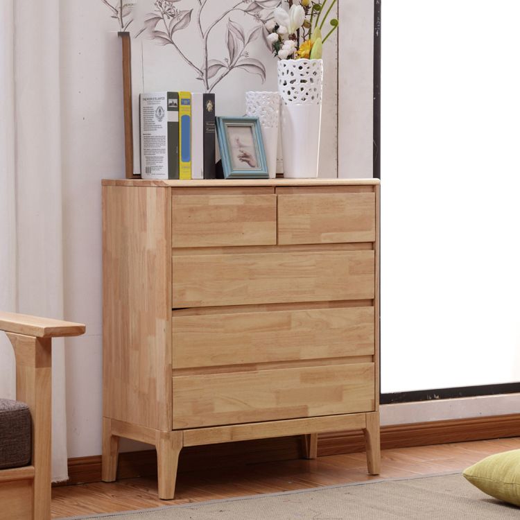 Modern Natural Rectangle Accent Chest with Drawers in Rubberwood Clearhalo 'Cabinets & Chests' 'cabinets_chests' 'furn' 'furn_cabinets_chests' 'Furniture' 'Living Room Furniture' 1200x1200_251bc361-f4b0-42d9-a814-98655958ea41