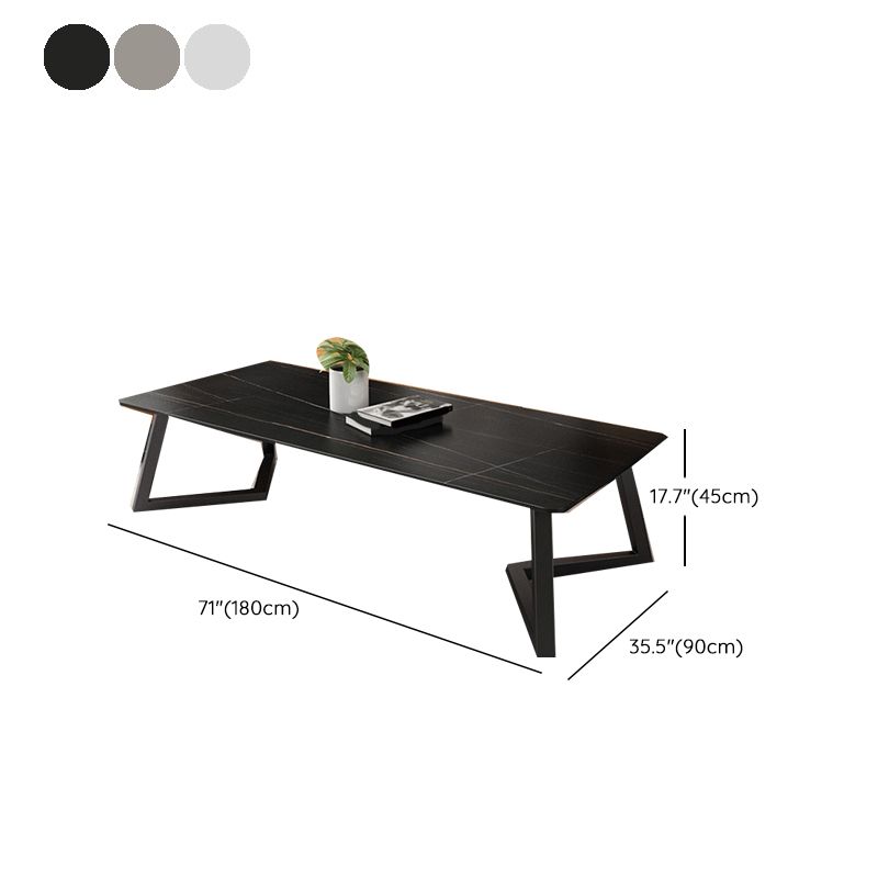 Contemporary 17.7" H Coffee Table Rectangular Stone 1 Single Cocktail Table Clearhalo 'Coffee & Accent Tables' 'Coffee Tables' 'coffee_tables' 'furn' 'furn_coffee_tables' 'Furniture' 'Living Room Furniture' 1200x1200_251c06c8-a320-408c-abce-6256e655bcaf