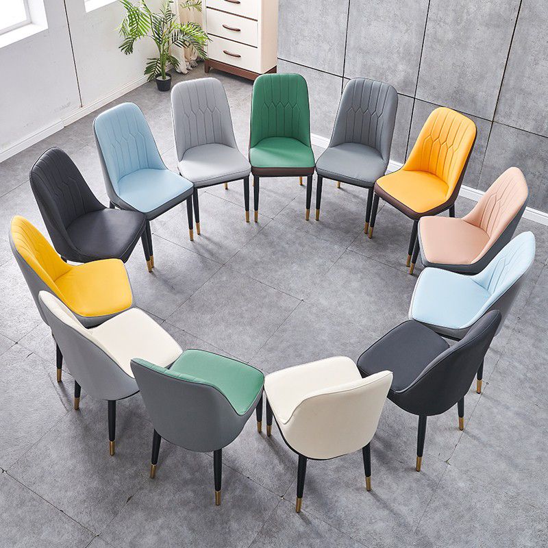 Home Contemporary Side Chair Solid Back Metal Upholstered Dining Room Chair Clearhalo ' kitchen&dining_furn' 'Dining Chairs' 'Dining Tables & Seating' 'dining_chair' 'furn' 'furn_dining_chair' 'Furniture' 'furniture_dining_chair' 'Kitchen & Dining Furniture' 'kitchen' 1200x1200_251dc97f-72fb-4b24-aac3-5ebad4cd9f85