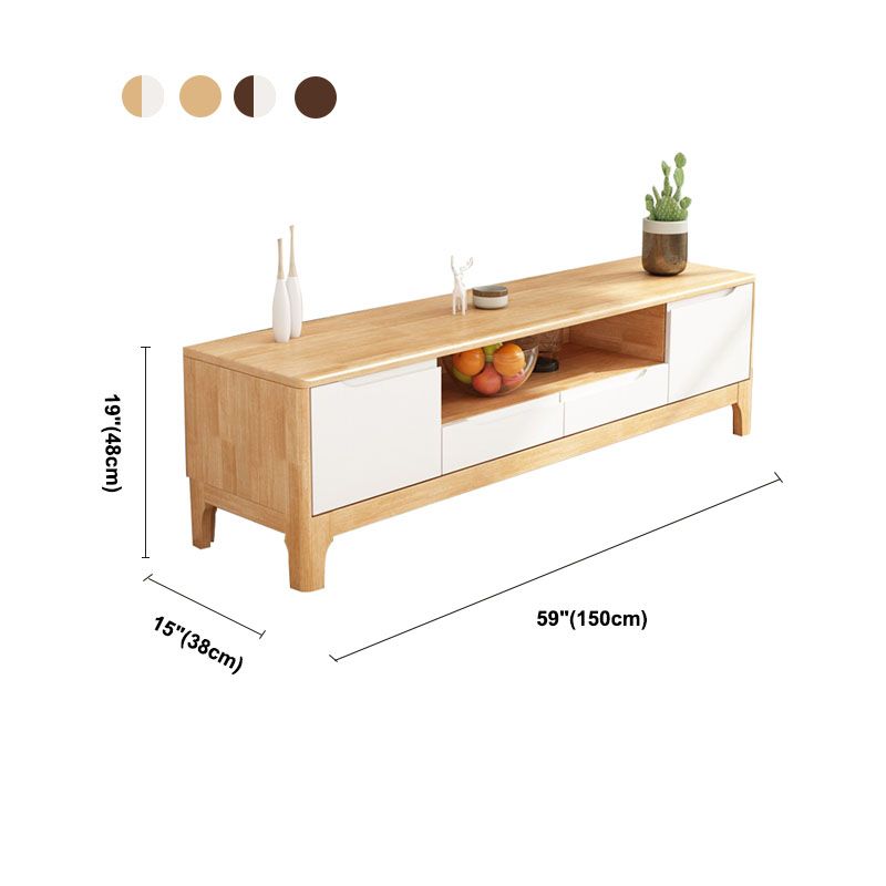 Console TV in legno di gomma moderna per soggiorno in gomma con cassetti, 15 "D / 16,5" D