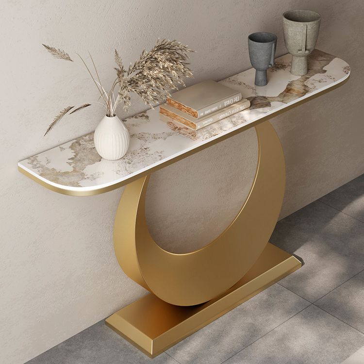 Modern Console Table Stone Half Moon End Table , 11.81-inch Wide