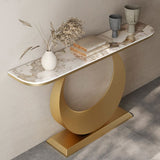 Modern Console Table Stone Half Moon End Table , 11.81-inch Wide