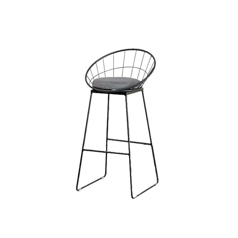 Contemporary Living Room Metal Legs Upholstered Bar Stool with Footrest