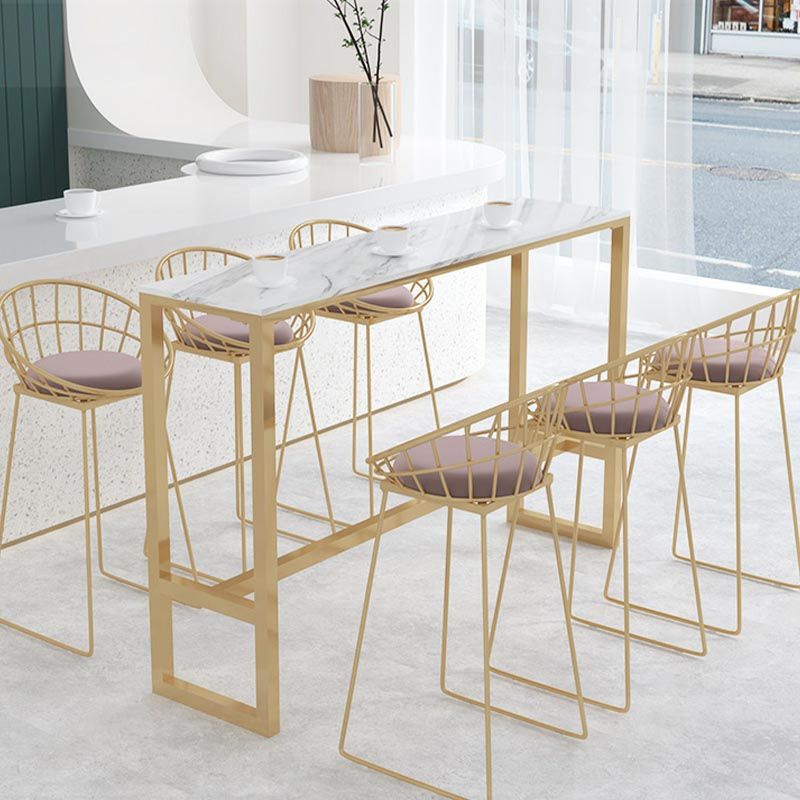 Marble Contemporary Cocktail Bar Table Footrest Rectangle Counter Table in White Clearhalo 'Bar Furniture' 'Bar Tables' 'bar_tables' 'furn' 'furn_bar_tables' 'Furniture' 'Kitchen & Dining Furniture' 1200x1200_2521be37-ef7f-40af-bbf4-4ddb5629881f