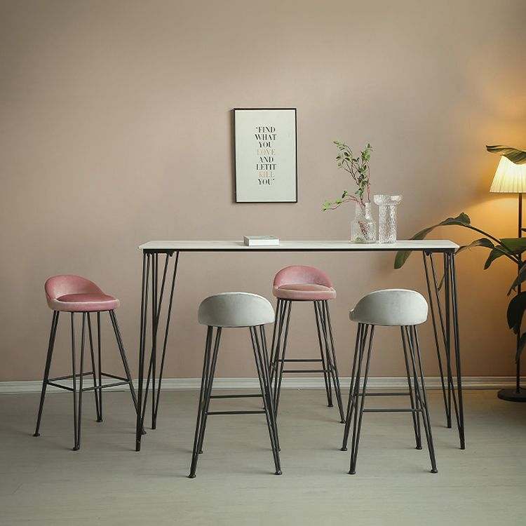 Industriële voetsteun aanrecht en barkruk lage rug velvet teller kruk