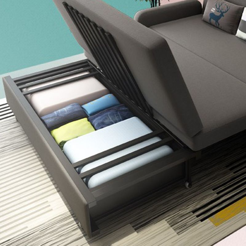 Contemporary Linen Square Arm Sofa Bed Washable Standard Sofa for Living Room